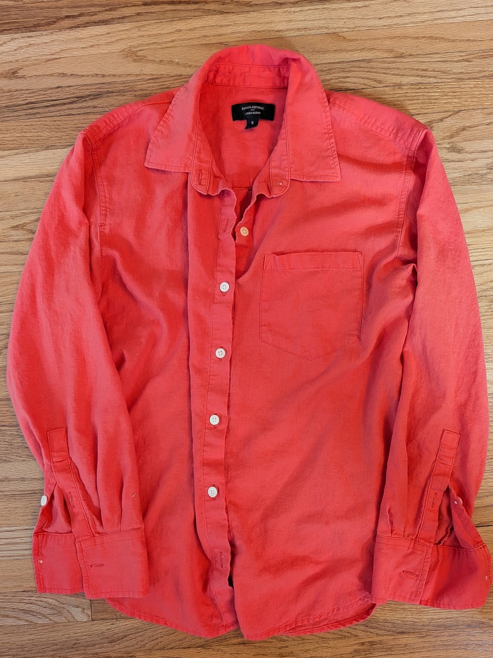 Banana Republic Factory Coral Linen-blend Shirt